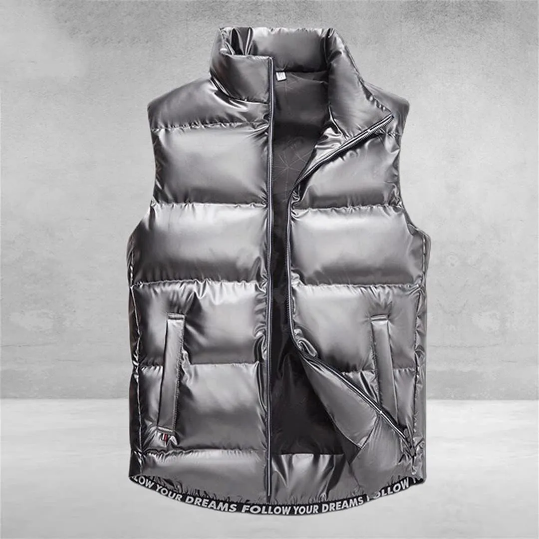 Men Women Winter Warm Vests Cotton-Padded Jackets Sleeveless Solid Color Waistcoat