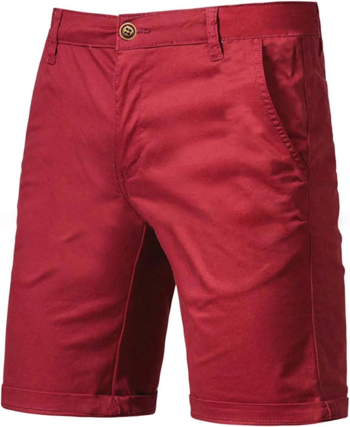 Men's Casual Chino Shorts Solid Straight Leg Cargo Shorts Flat Front Stretch Pants Slim Fit Summer Pants with Pockets