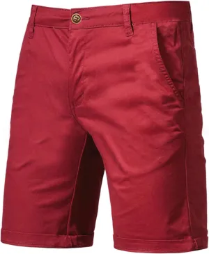 Men's Casual Chino Shorts Solid Straight Leg Cargo Shorts Flat Front Stretch Pants Slim Fit Summer Pants with Pockets