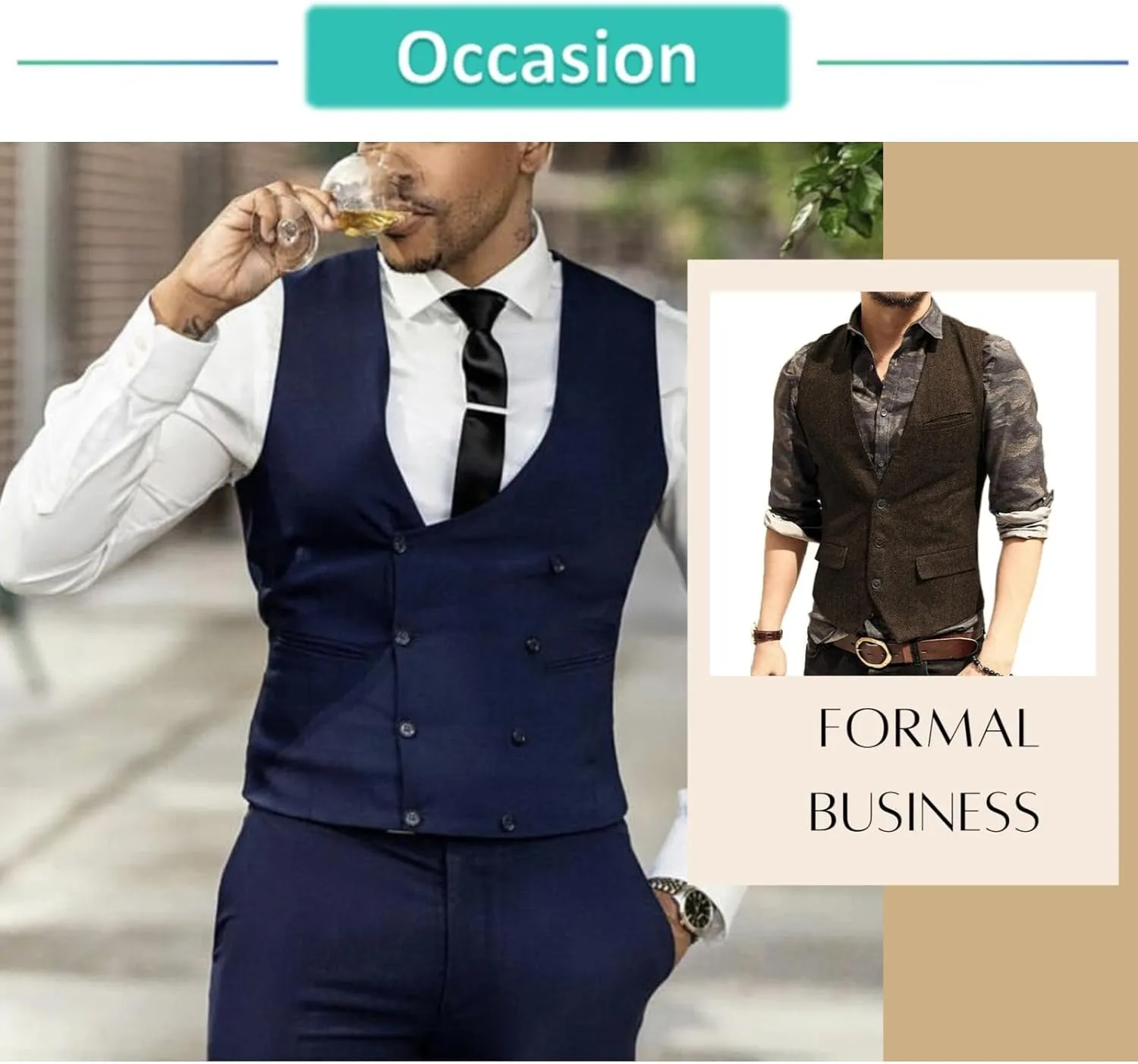 Men's Casual Plus Size Vest with 3 Pockets Wedding Herringbone Slim Fit Waistcoat Jacket Tank Top for Prom,Daily