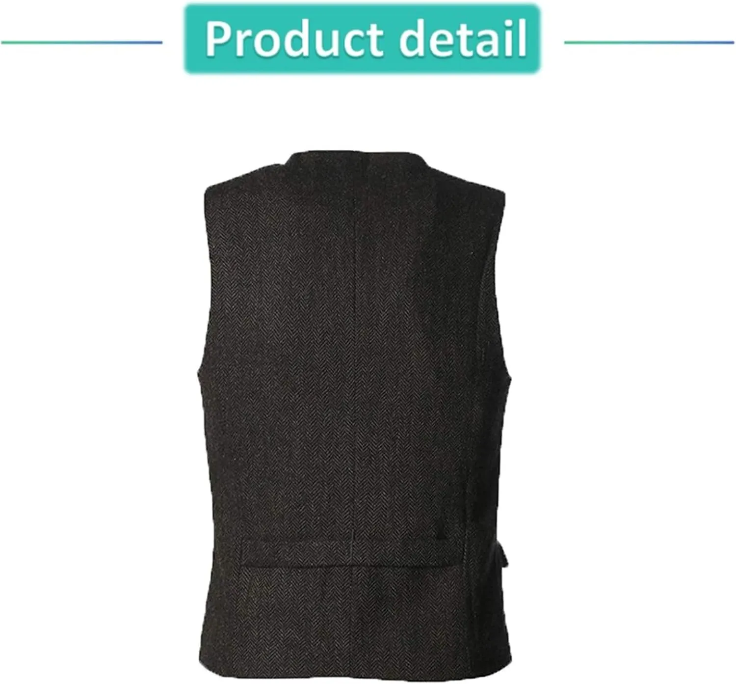 Men's Casual Plus Size Vest with 3 Pockets Wedding Herringbone Slim Fit Waistcoat Jacket Tank Top for Prom,Daily