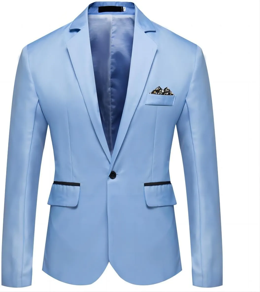 Men's Casual Sport Coats Lightweight Blazer Suit Jacket Slim Fit 1 Button Daily