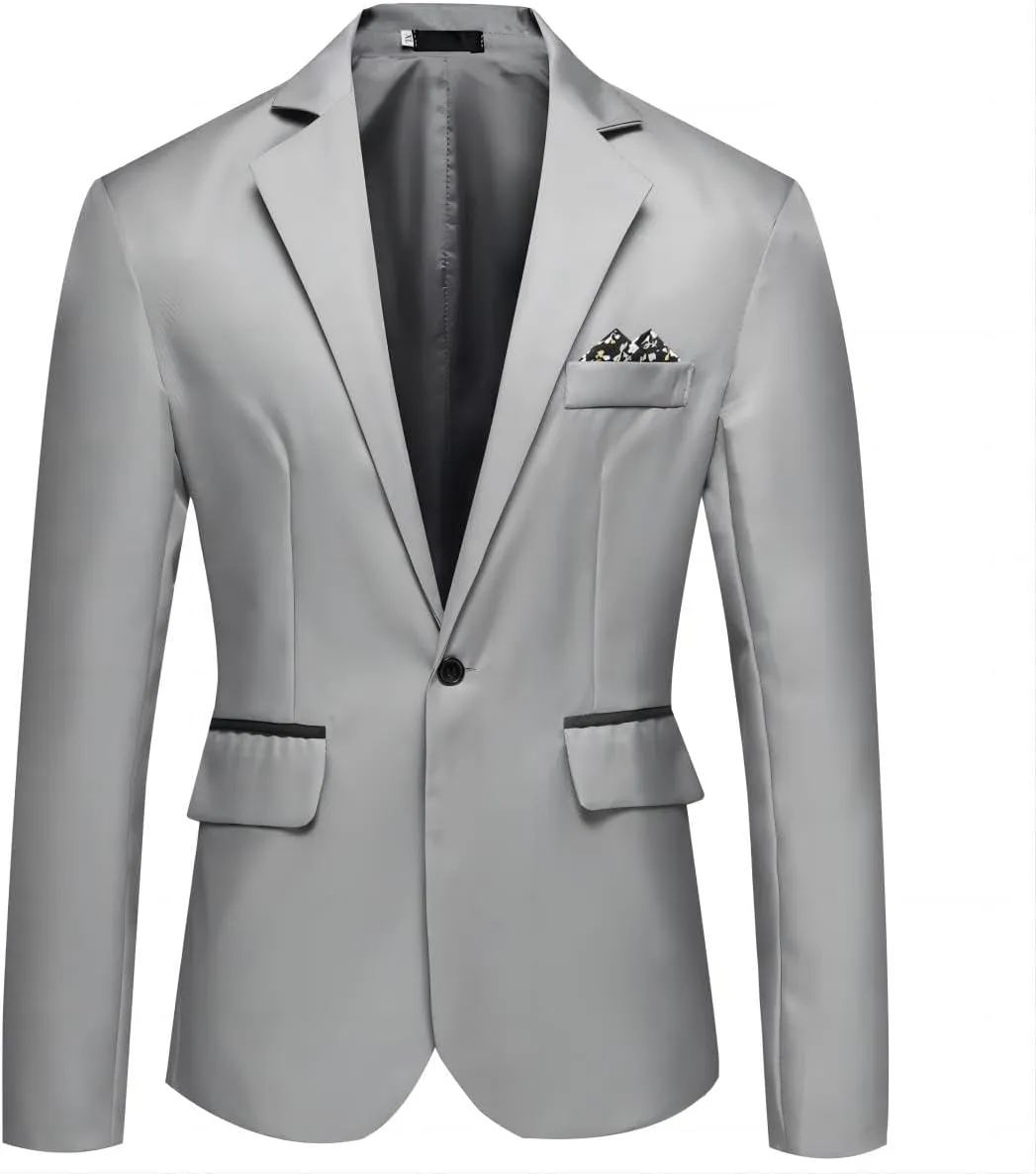 Men's Casual Sport Coats Lightweight Blazer Suit Jacket Slim Fit 1 Button Daily