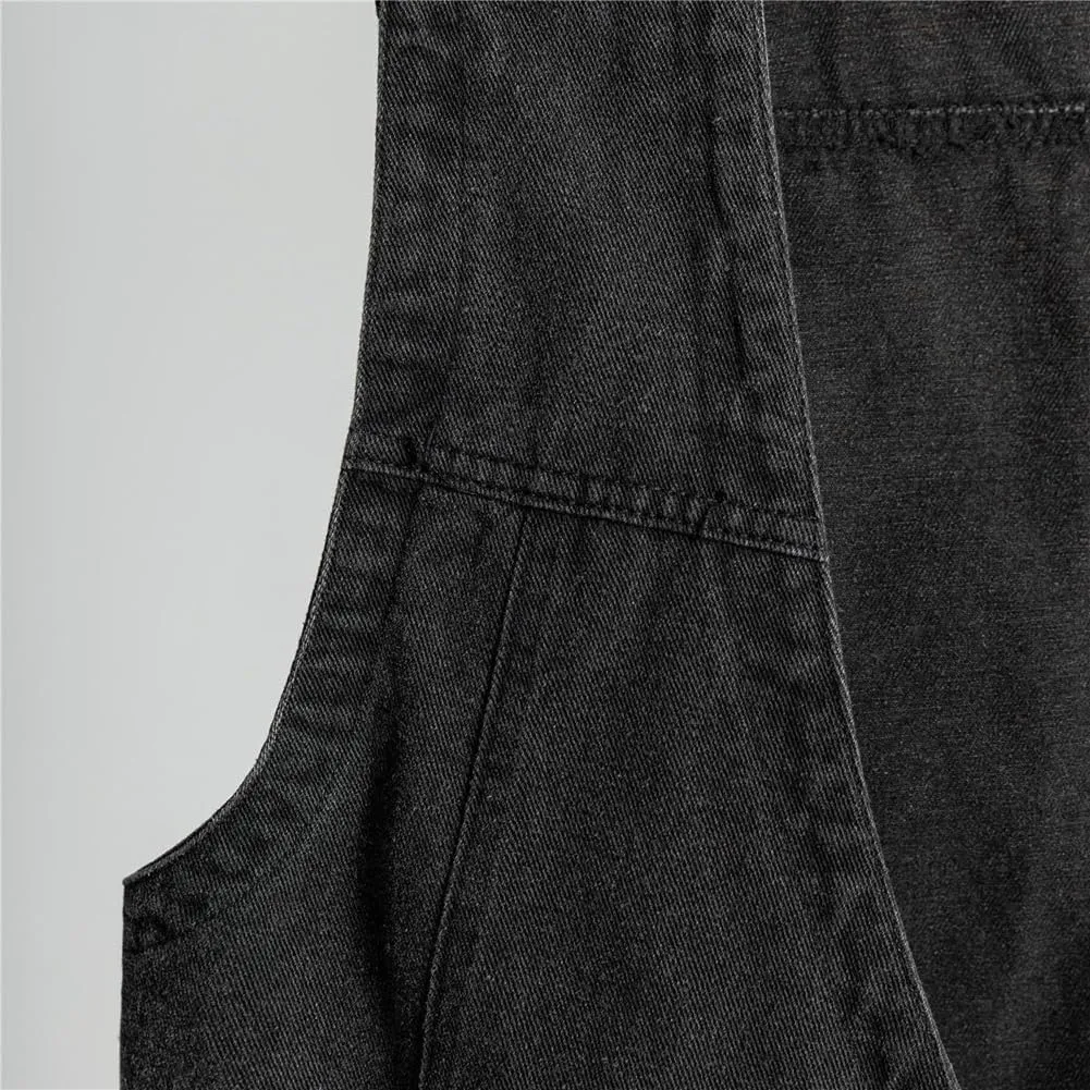 Mens Denim Vests Sleeveless Western Cowboy Retro Button Down Jean Vest Jackets