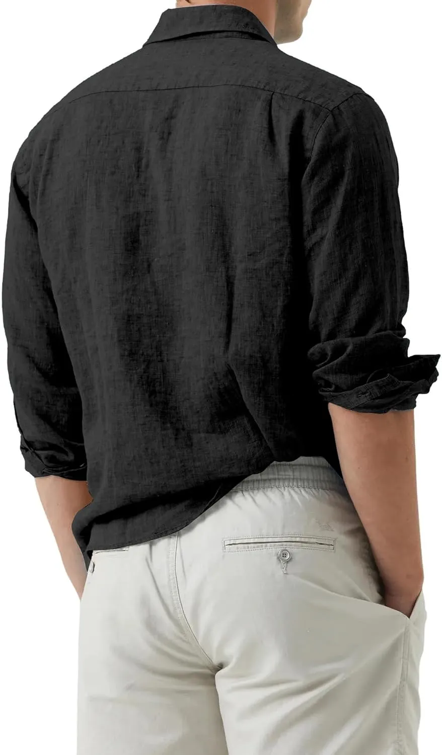 Men's Dress Long Sleeve Button Down Shirt Casual Beach Untuck Wrinkle Free Shirt