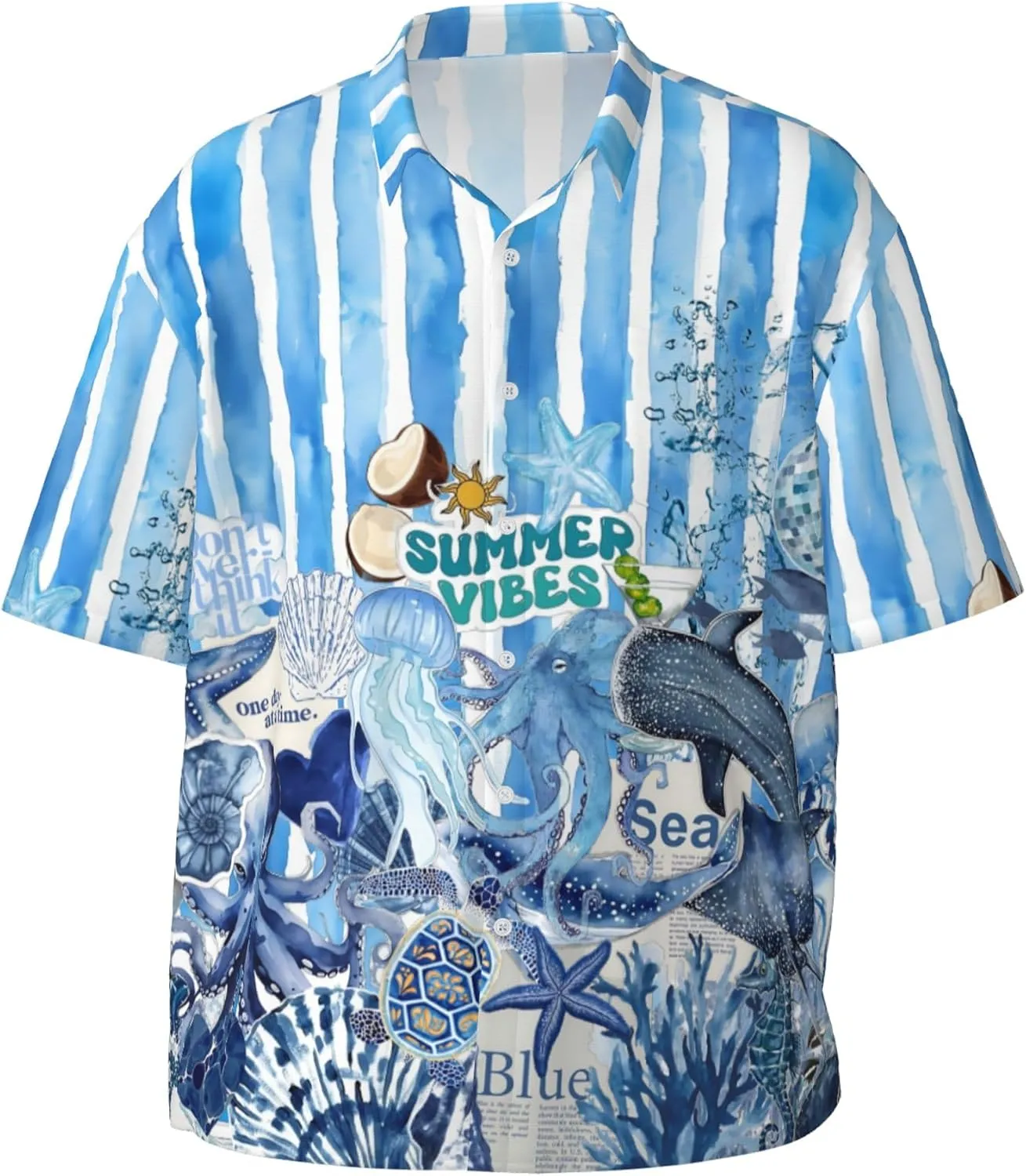Men's Hawaiian Beach Shirt, Short Sleeve Shirts for Men, Quick-Dry Button Up Shirt