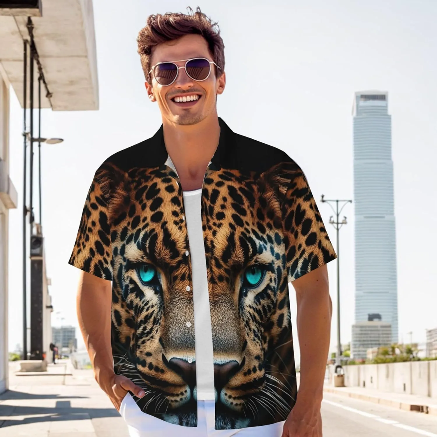 Men's Hawaiian Beach Shirt, Short Sleeve Shirts for Men, Quick-Dry Button Up Shirt