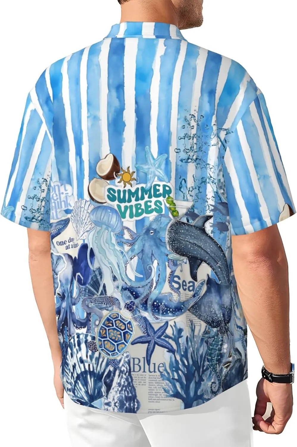 Men's Hawaiian Beach Shirt, Short Sleeve Shirts for Men, Quick-Dry Button Up Shirt