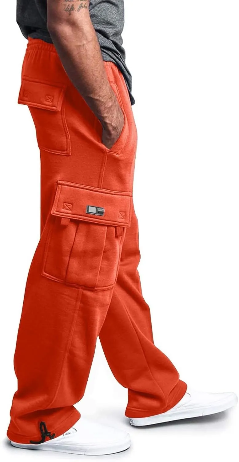 Men's Hip-Hop Pants Autumn and Winter Casual Solid Color Sports Pants with Cuffs, Fitness Pants with Pockets