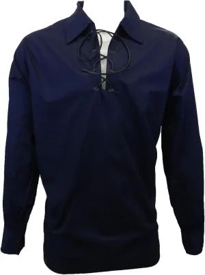 Mens Long Sleeve Shirt, Jacobite Ghillie Shirt for Kilts, w/Leather Tie