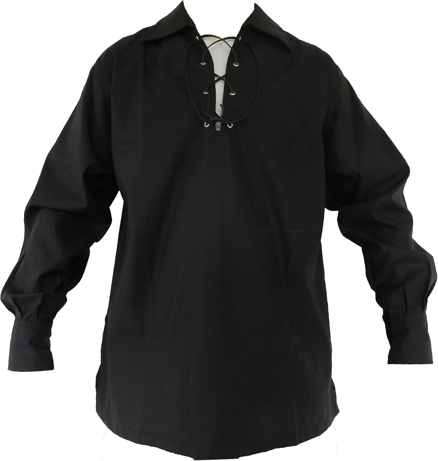 Mens Long Sleeve Shirt, Jacobite Ghillie Shirt for Kilts, w/Leather Tie
