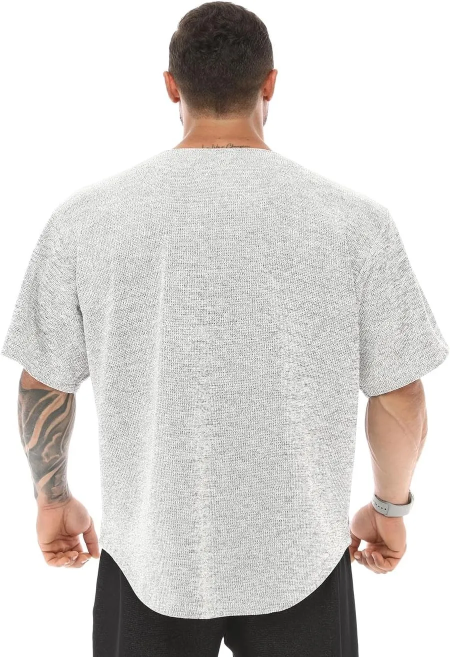 Men's Oversize T-Shirt, Bodybuilding, Lifting Cardio Rag Top Thick Fabric Textured Active T-Shirt