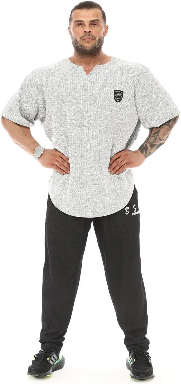 Men's Oversize T-Shirt, Bodybuilding, Lifting Cardio Rag Top Thick Fabric Textured Active T-Shirt