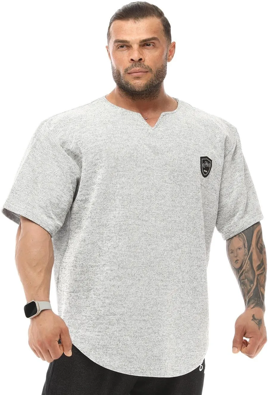 Men's Oversize T-Shirt, Bodybuilding, Lifting Cardio Rag Top Thick Fabric Textured Active T-Shirt