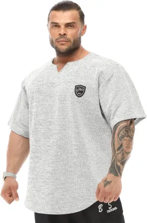 Men's Oversize T-Shirt, Bodybuilding, Lifting Cardio Rag Top Thick Fabric Textured Active T-Shirt