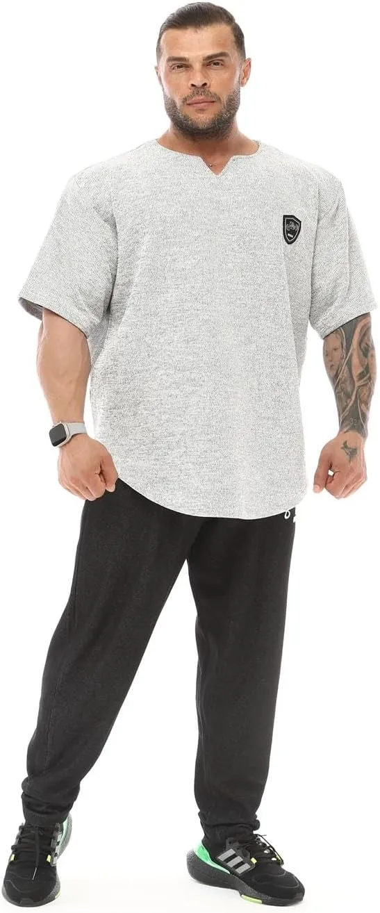 Men's Oversize T-Shirt, Bodybuilding, Lifting Cardio Rag Top Thick Fabric Textured Active T-Shirt