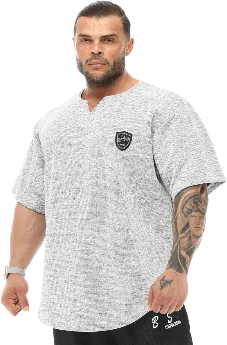Men's Oversize T-Shirt, Bodybuilding, Lifting Cardio Rag Top Thick Fabric Textured Active T-Shirt
