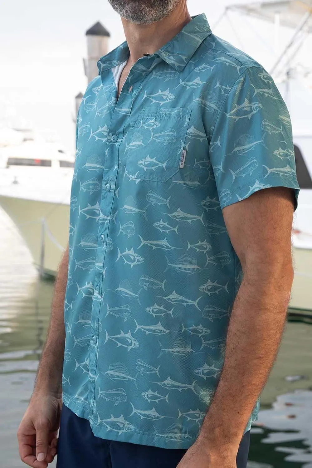 Men's Performance Short Sleeve Button Up Quick Dry Shirt 50  UPF Fishing Shirt