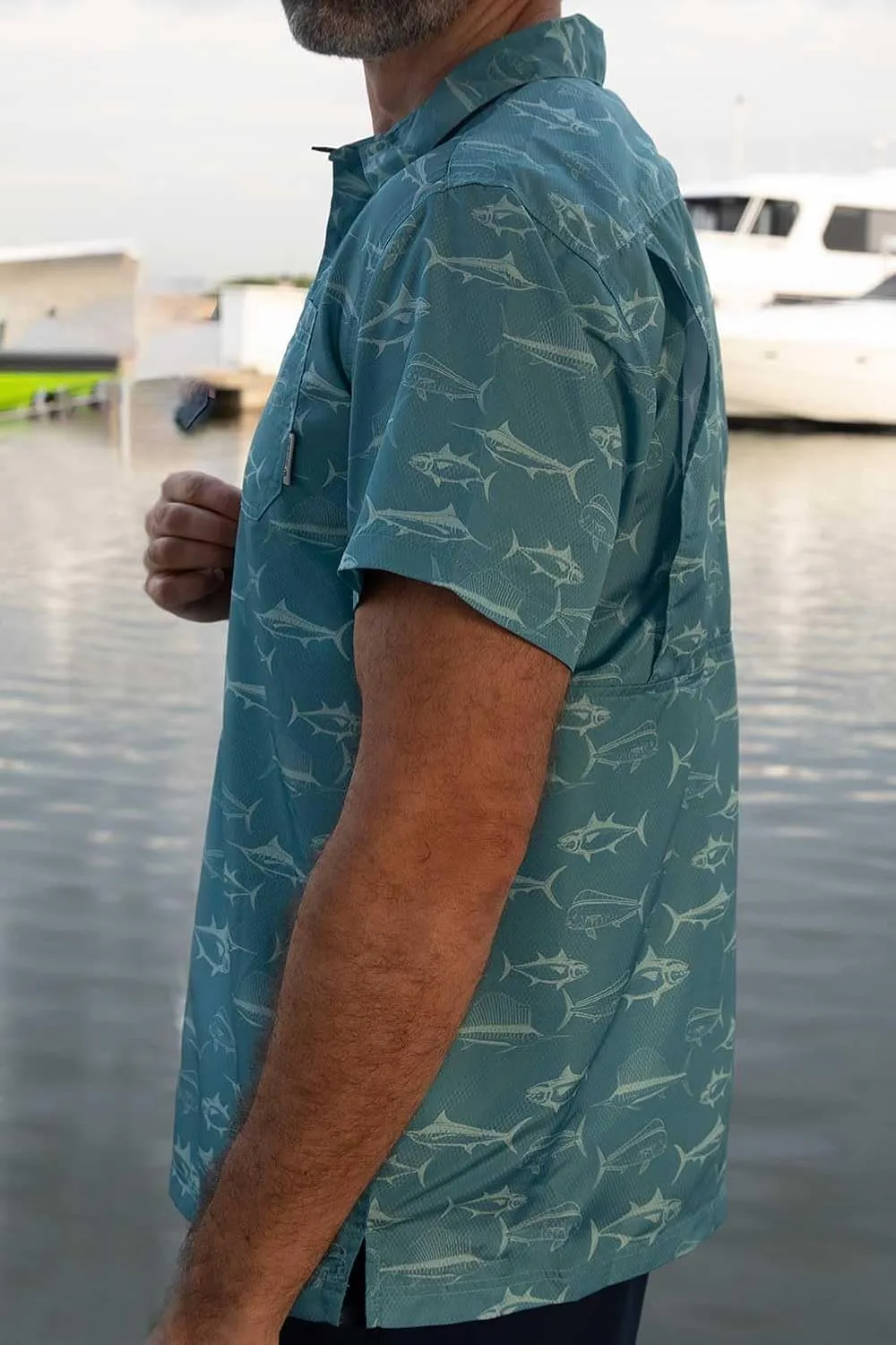Men's Performance Short Sleeve Button Up Quick Dry Shirt 50  UPF Fishing Shirt