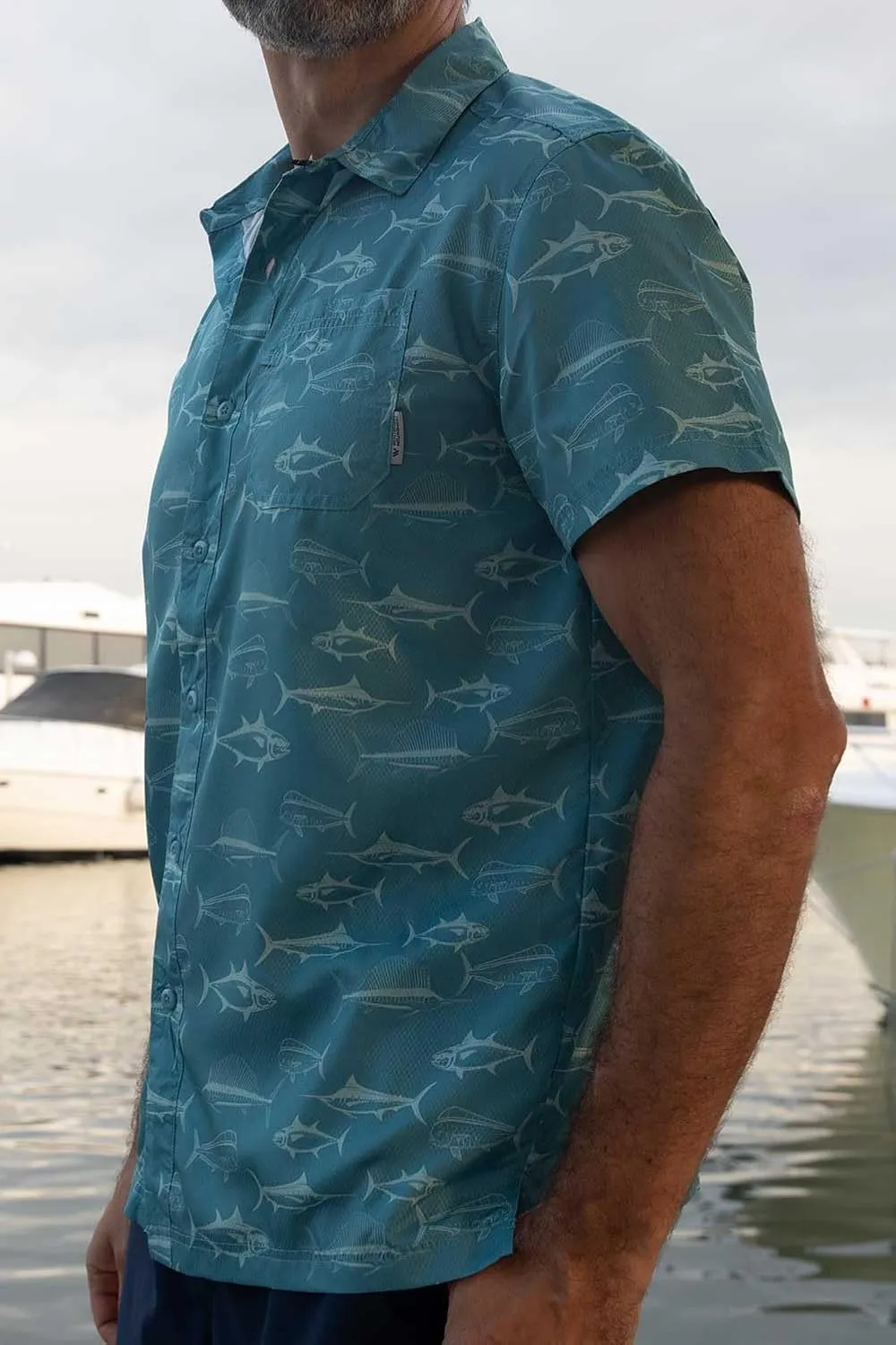 Men's Performance Short Sleeve Button Up Quick Dry Shirt 50  UPF Fishing Shirt
