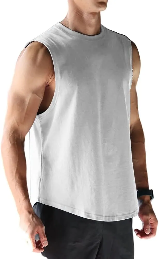 Men's Sleeveless Sports T-Shirt Quick Dry Cotton Muscle Shirt Casual Sports Tank top
