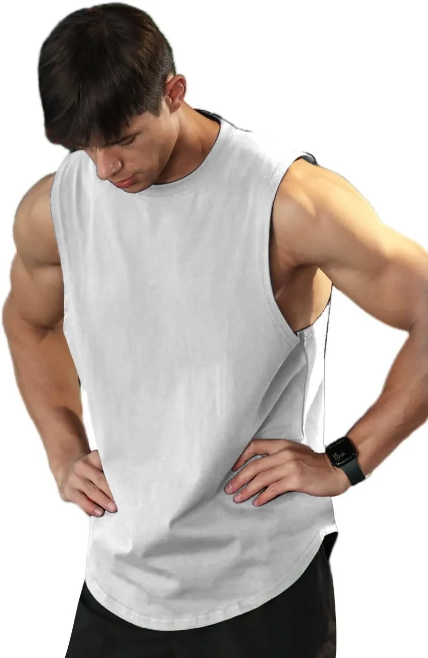 Men's Sleeveless Sports T-Shirt Quick Dry Cotton Muscle Shirt Casual Sports Tank top