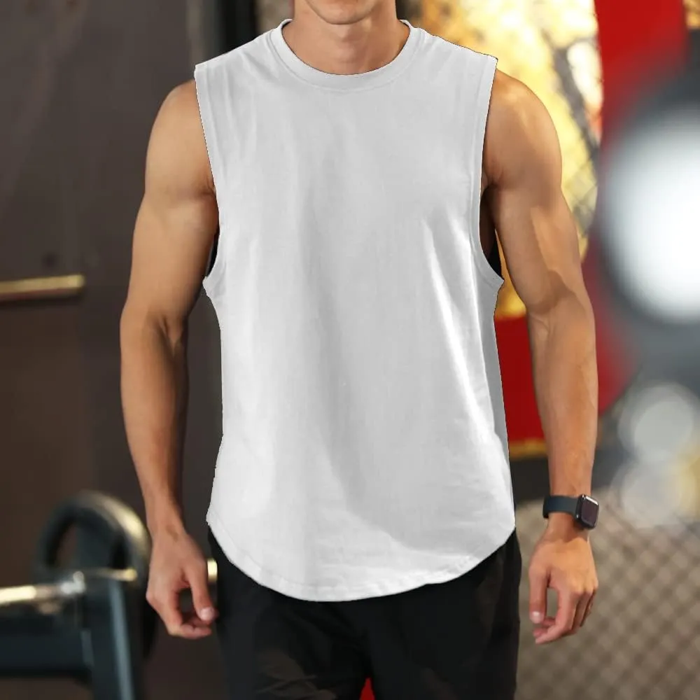 Men's Sleeveless Sports T-Shirt Quick Dry Cotton Muscle Shirt Casual Sports Tank top