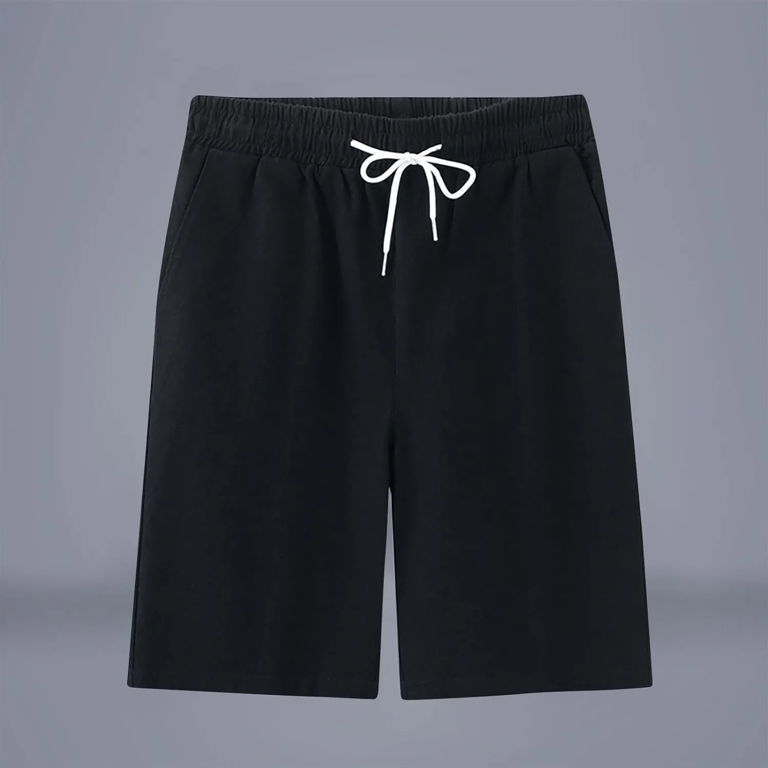 Mens Solid Shorts Basic Elastic Waist Drawstring Chino Shorts for Home or Outdoor Casual Use(Available in Plus Size)