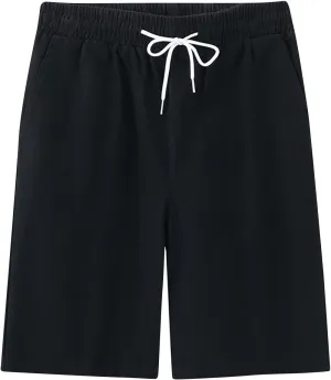 Mens Solid Shorts Basic Elastic Waist Drawstring Chino Shorts for Home or Outdoor Casual Use(Available in Plus Size)
