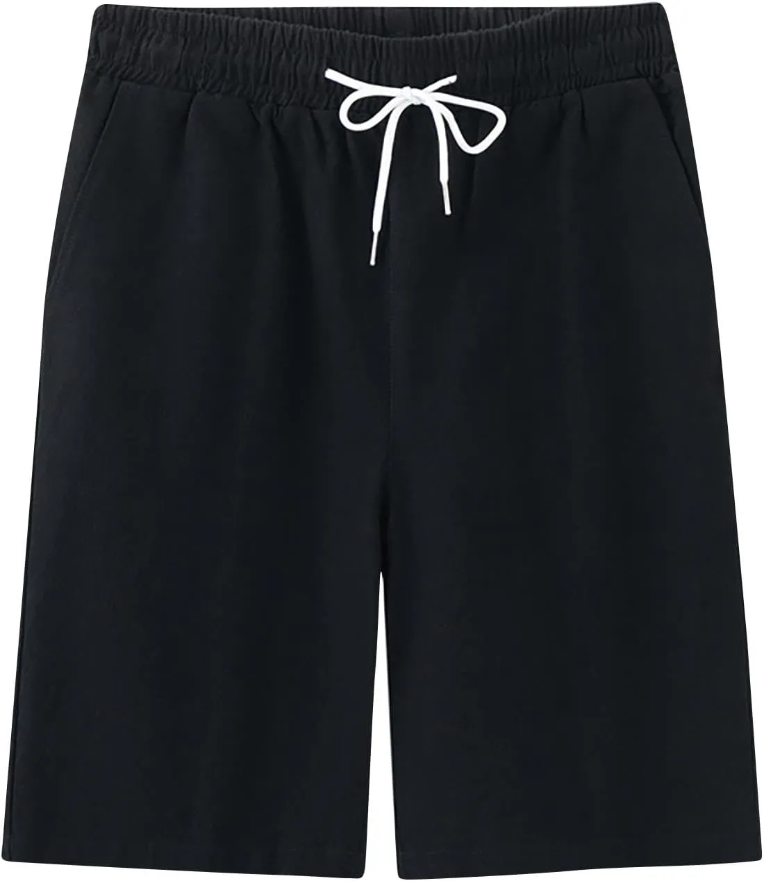Mens Solid Shorts Basic Elastic Waist Drawstring Chino Shorts for Home or Outdoor Casual Use(Available in Plus Size)