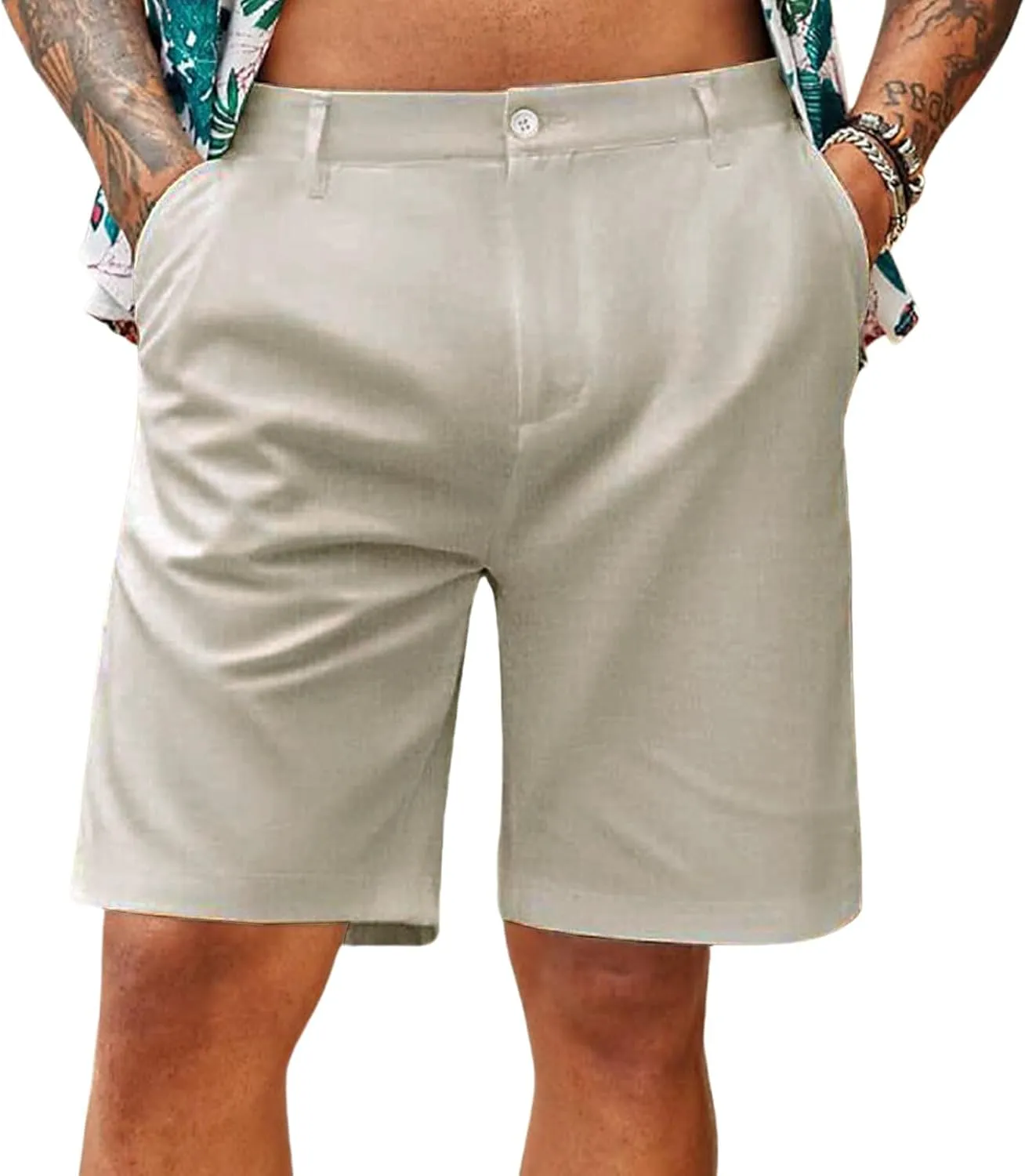 Mens Stretch Golf Shorts Slim-Fit Quick Dry Work Casual Short Pants Fashion Lightweight Flat Front Chino Dress Shorts