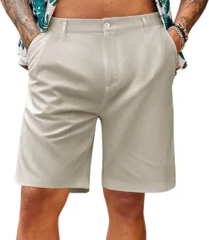 Mens Stretch Golf Shorts Slim-Fit Quick Dry Work Casual Short Pants Fashion Lightweight Flat Front Chino Dress Shorts