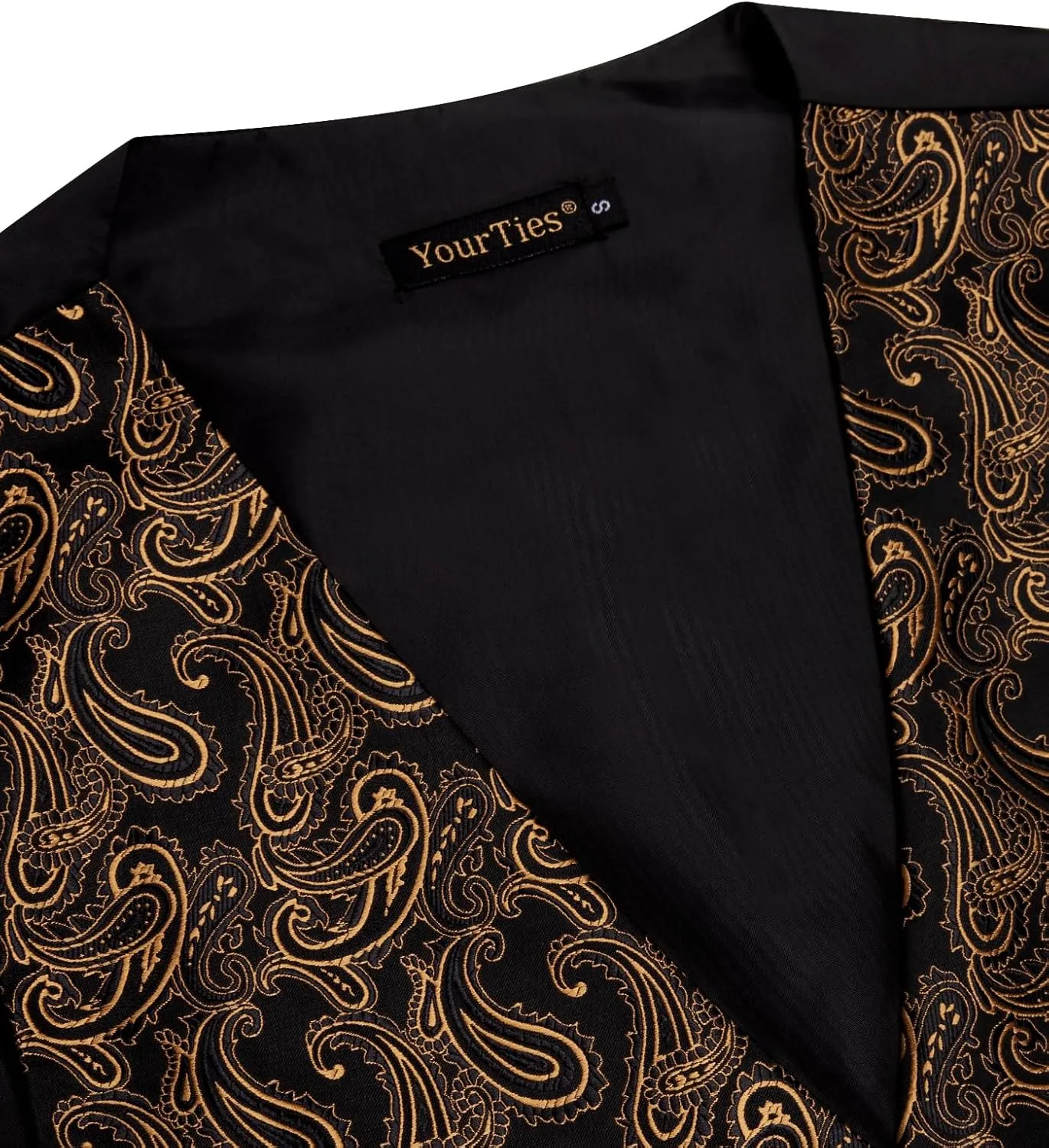 Mens Suit Vest 4PC Silk Paisley Vest with Necktie Pocket Square Cufflinks Formal Woven Waistcoat for Suit Tuxedo