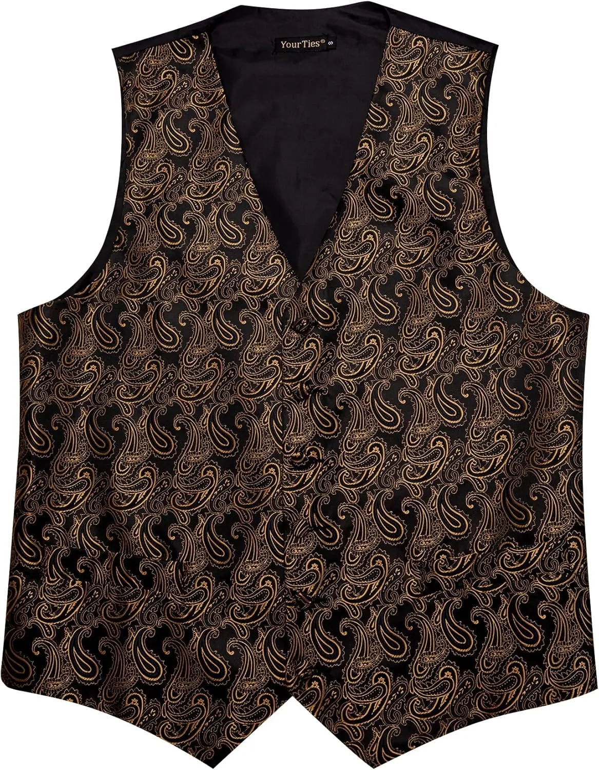 Mens Suit Vest 4PC Silk Paisley Vest with Necktie Pocket Square Cufflinks Formal Woven Waistcoat for Suit Tuxedo