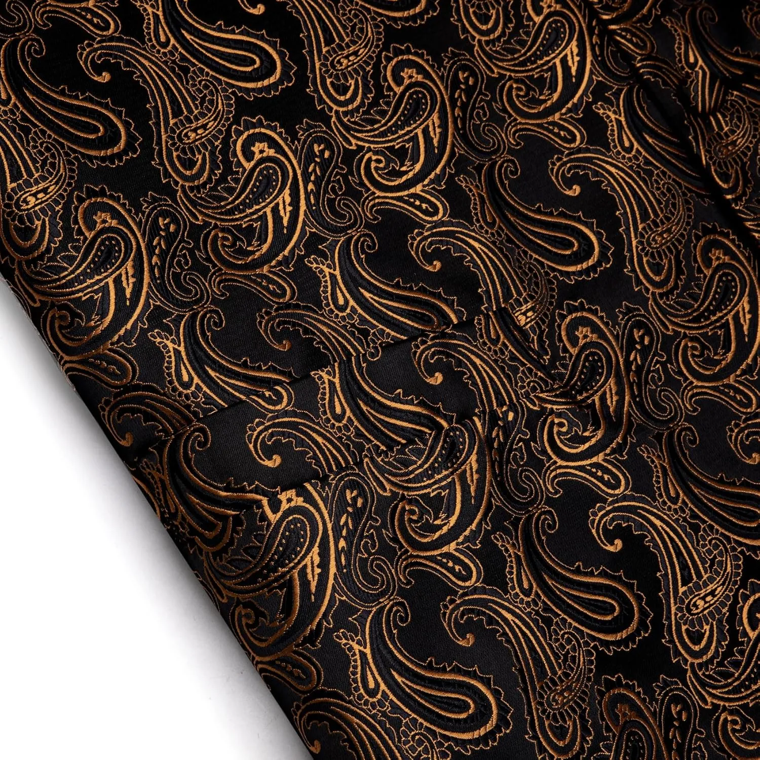 Mens Suit Vest 4PC Silk Paisley Vest with Necktie Pocket Square Cufflinks Formal Woven Waistcoat for Suit Tuxedo