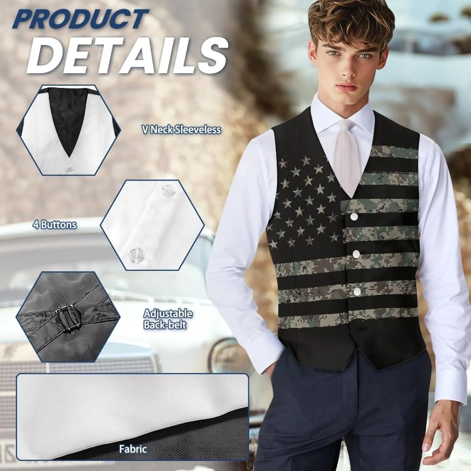 Men's Suit Vests Casual Formal Dress Vest Business Slim Fit Waistcoat Vest for Suits Tuxedo with Back Strap S-4XL