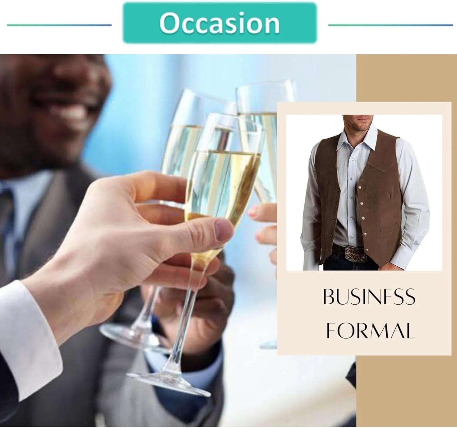Mens V Neck Suit Vest Retro 5 Button Suede Leather Regular Fit Casual Waistcoat for Prom,Husband Gift,Daily Wear