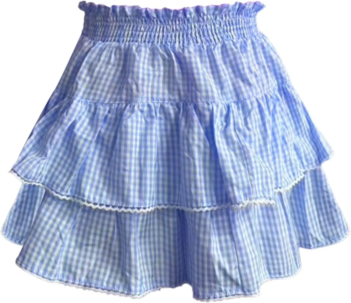 Mini Skirt for Women Trendy 2025 Summer High Elastic Waist Striped Double Ruffles Pleated Fairy Mini Skirts Underskirt