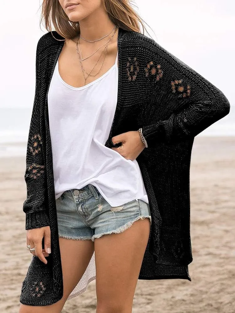 Misassy Womens Open Front Knit Sheer Cardigans Summer Boho Lightweight Long Sleeve Kimono Long Sweater