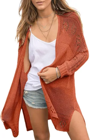 Misassy Womens Open Front Knit Sheer Cardigans Summer Boho Lightweight Long Sleeve Kimono Long Sweater