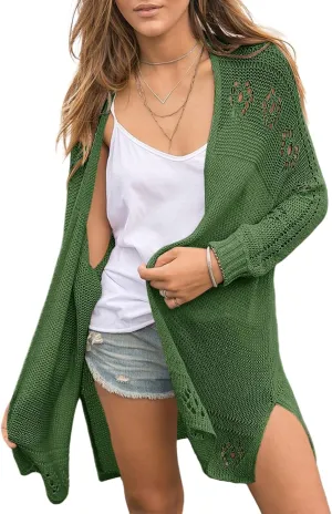 Misassy Womens Open Front Knit Sheer Cardigans Summer Boho Lightweight Long Sleeve Kimono Long Sweater