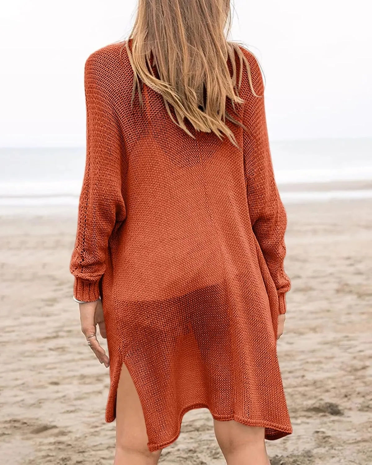 Misassy Womens Open Front Knit Sheer Cardigans Summer Boho Lightweight Long Sleeve Kimono Long Sweater