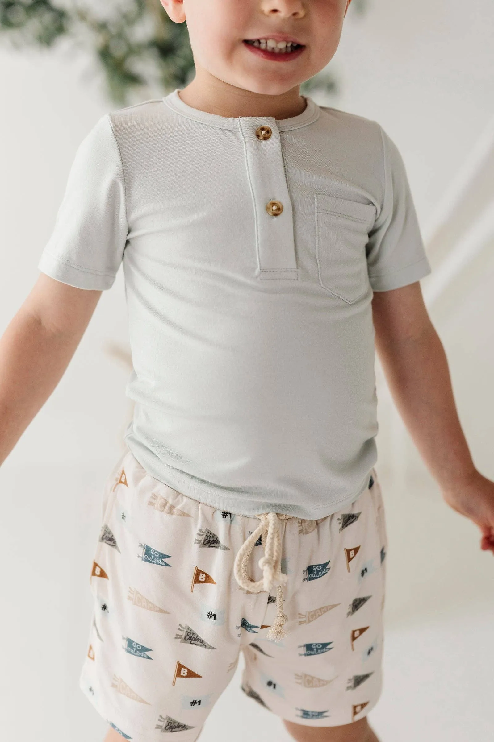 Misty Blue Boy's Henley Shirt