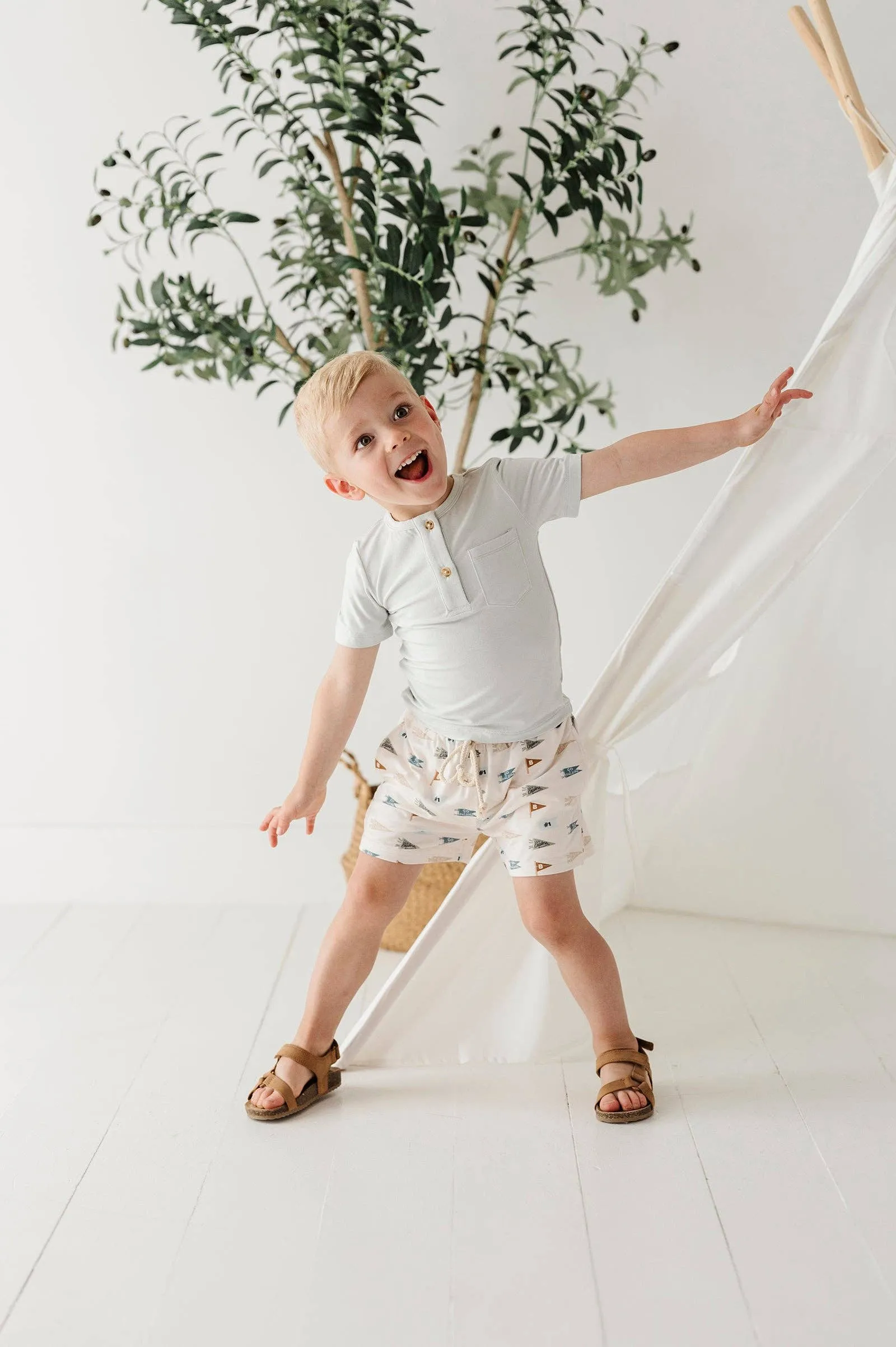 Misty Blue Boy's Henley Shirt