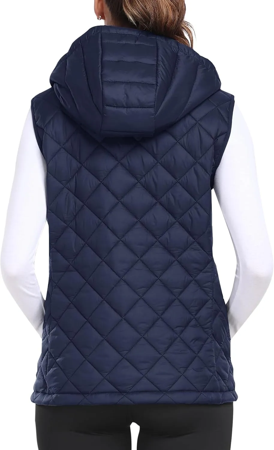 MoFiz Womens Puffer Softshell Vest Hooded Lightweight Insulated Hybrid Down Jacket Full Zip Running Vest