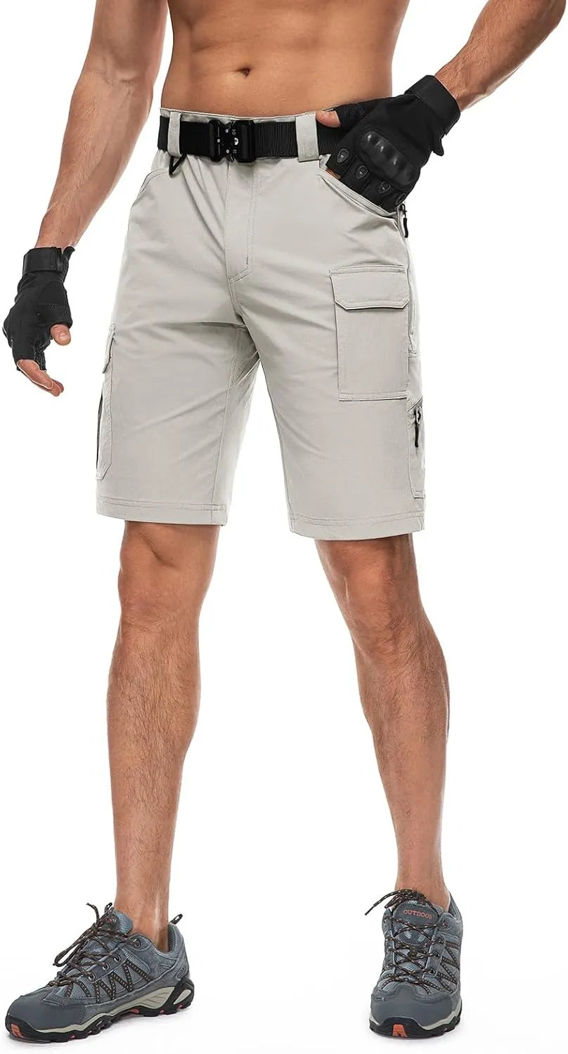 Moosehill Men's Hiking Cargo Shorts Quick Dry Work Shorts for Men Casual Tactical with 7 Pockets Waterproof No Belt