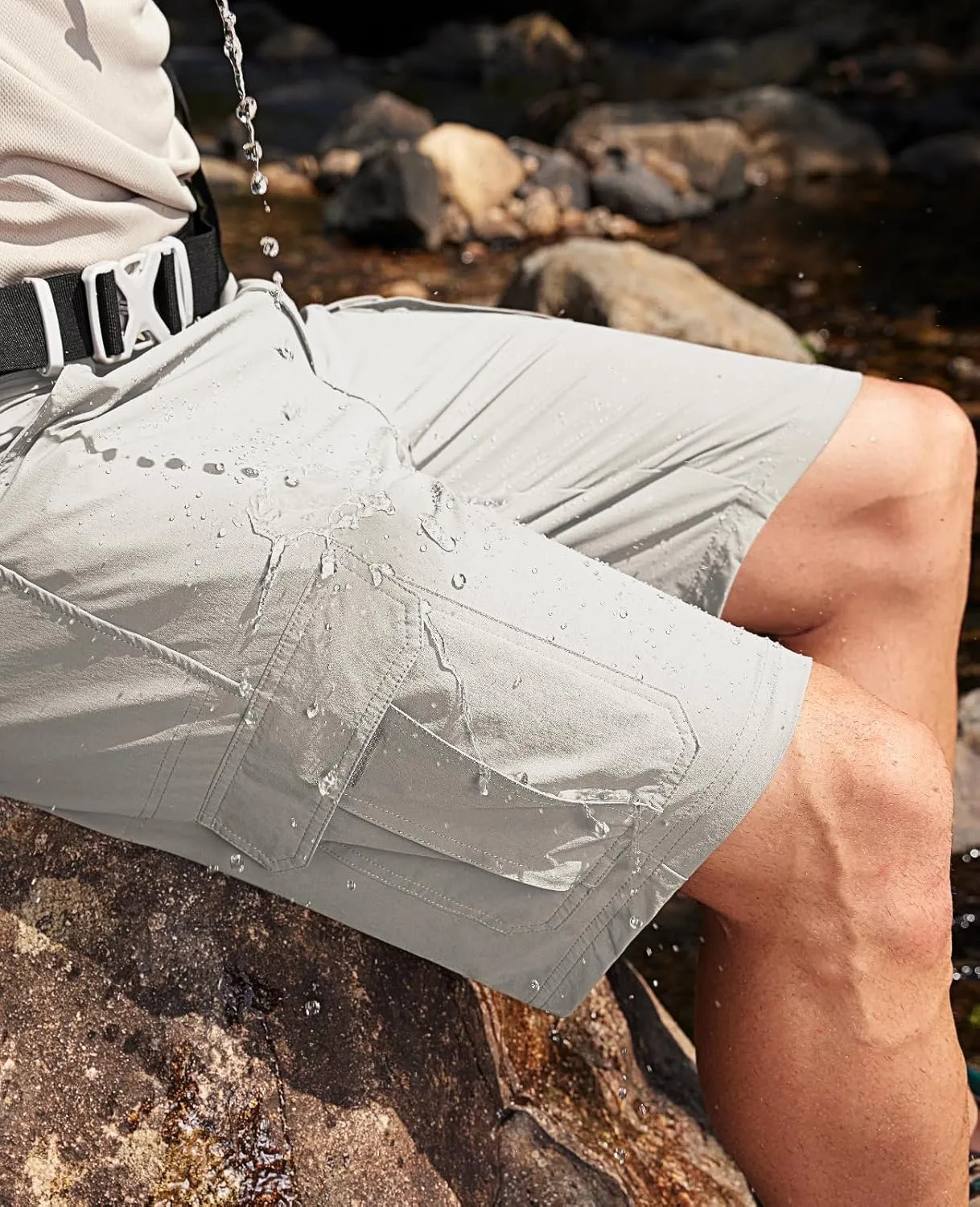 Moosehill Men's Hiking Cargo Shorts Quick Dry Work Shorts for Men Casual Tactical with 7 Pockets Waterproof No Belt
