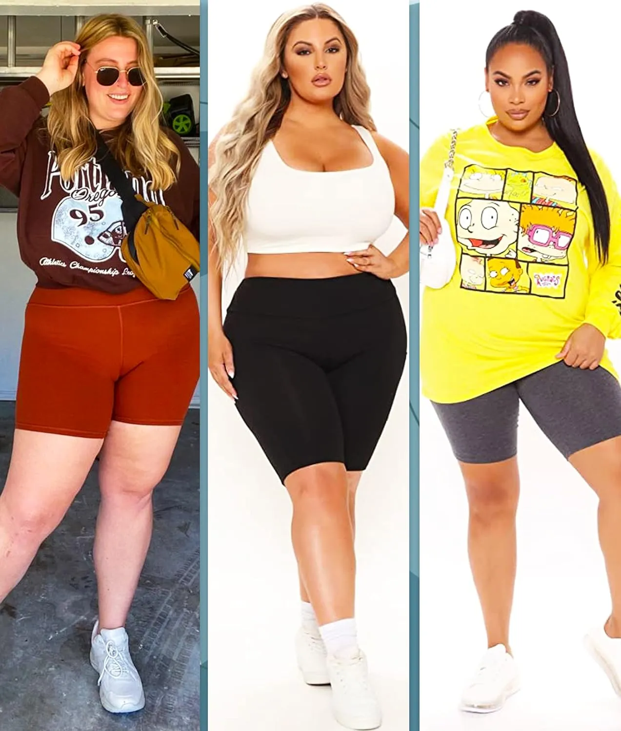 NEW YOUNG 3 Pack Plus Size Biker Shorts with Pockets for Women-High Waisted 8" Yoga Pants Workout Shorts