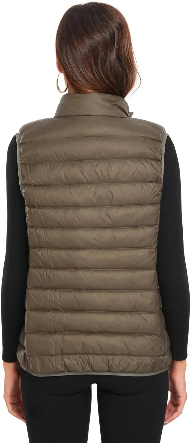 Obosoyo Women's Ultra Light Long Down Vest Winter Packable Down Jacket Lightweight Outdoor Puffer Vest Coat