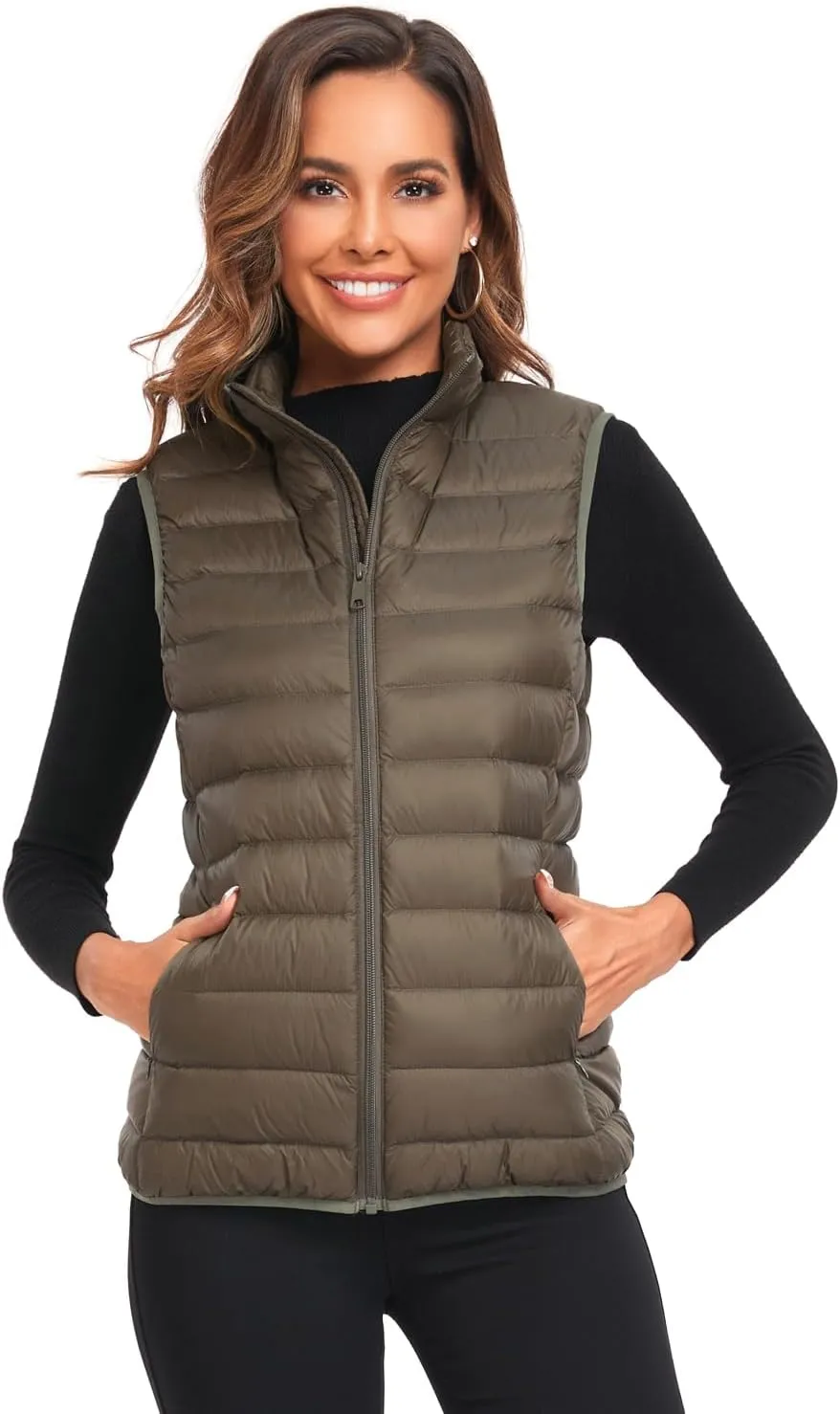 Obosoyo Women's Ultra Light Long Down Vest Winter Packable Down Jacket Lightweight Outdoor Puffer Vest Coat
